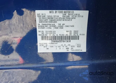 2015 Ford Flex Sel from USA, damaged, VIN 2FMHK6C82FBA13658